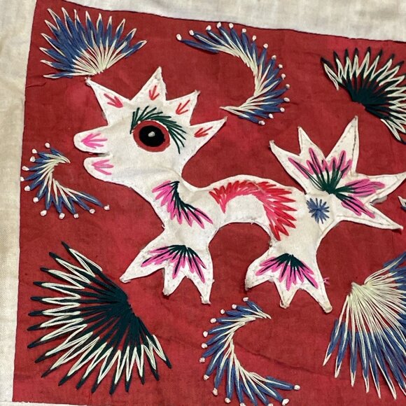 Vtg Bai Jia Bei Chinese Quilt Wall Hanging One Hundred Families Double Sided 3D - Picture 9 of 16